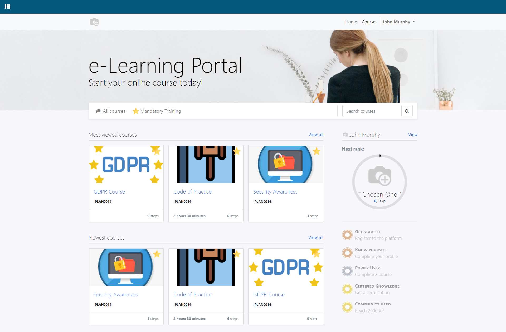 Screenshot of Numla eLearning Portal for corporate training